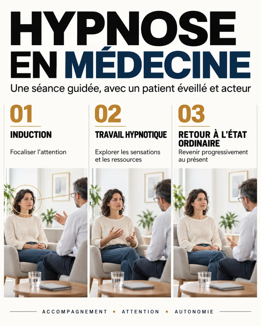 Hypnose médecine : les trois étapes d’une séance et le rôle actif du patient