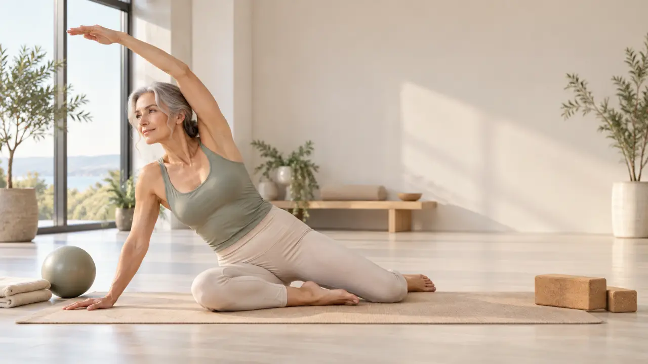 Femme pratiquant une activité douce dans un espace lumineux et naturel