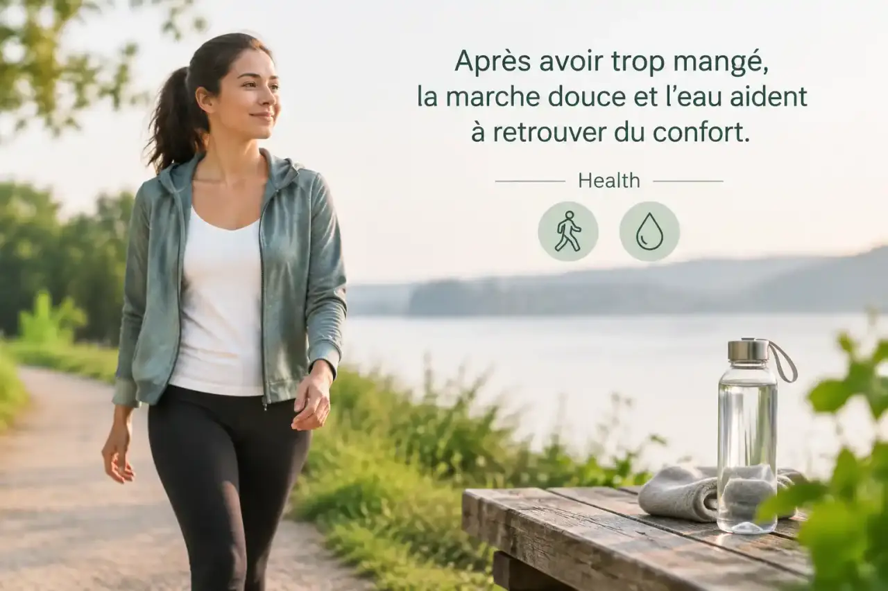 Après avoir trop mangé, la marche douce et l’eau aident à retrouver du confort